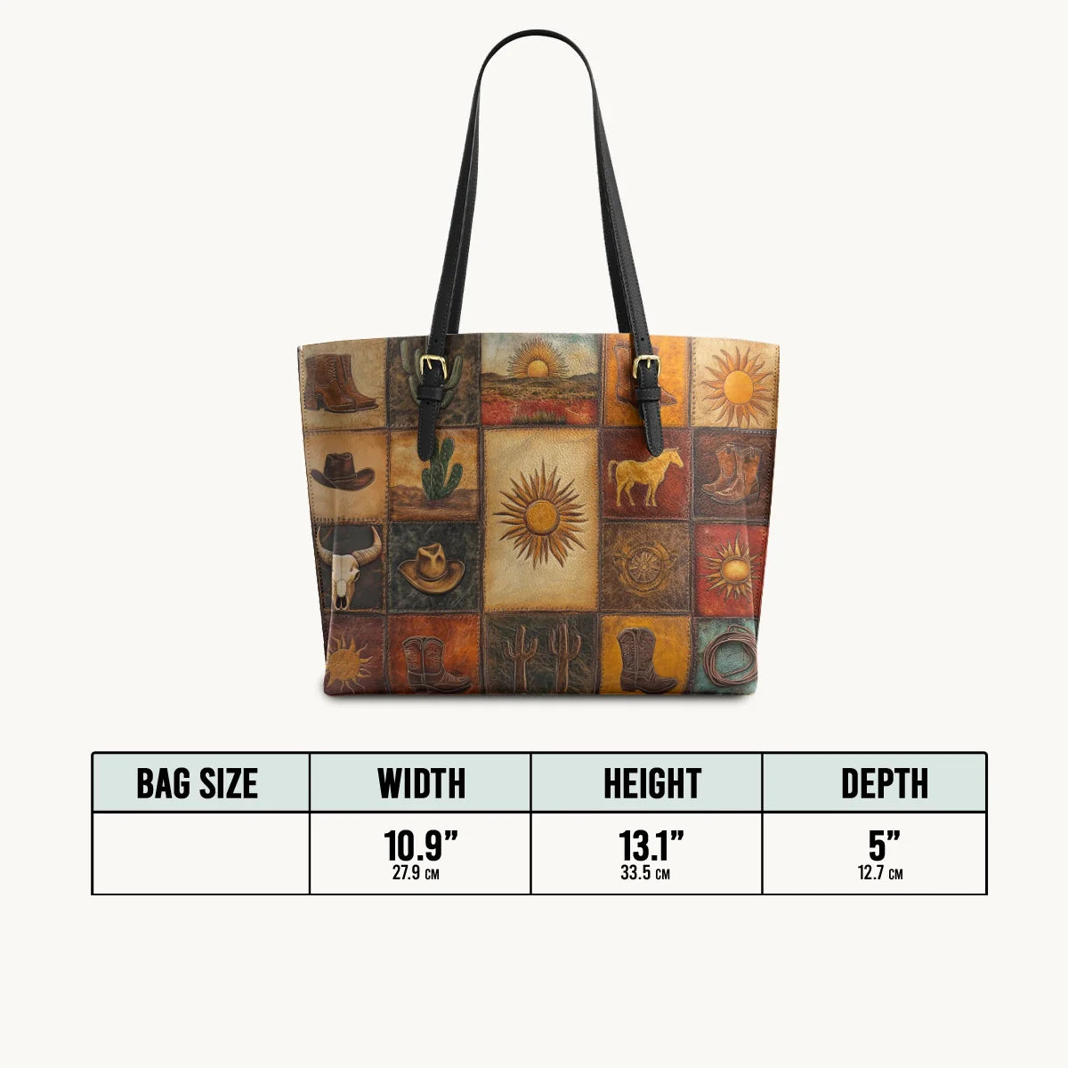 Western Mosaic Leather Tote Bag