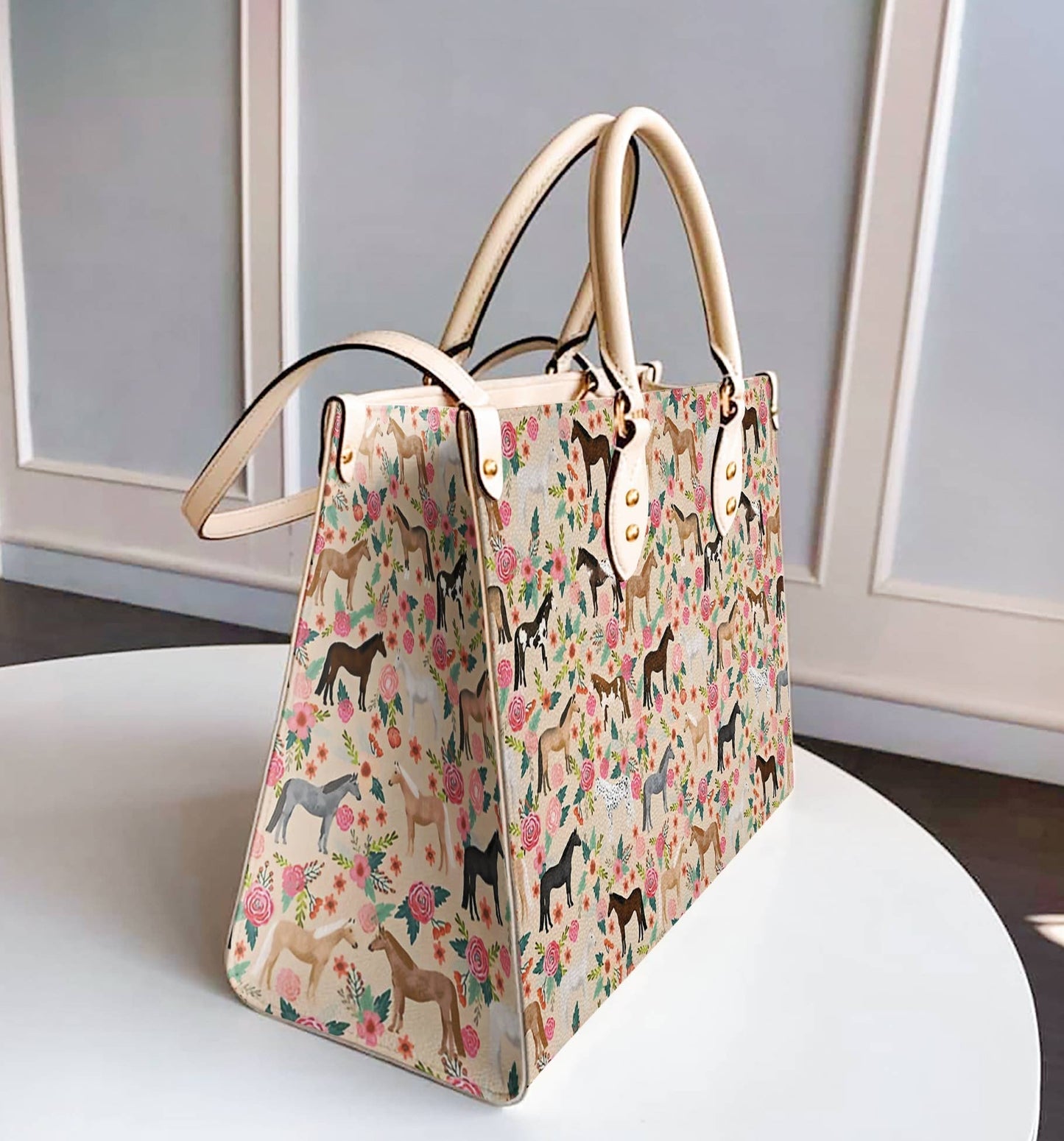 Leather Bag Horse Leather Bag Floral Horses