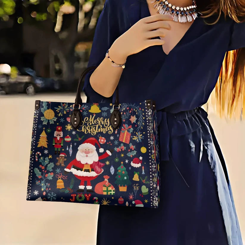 Santa Christmas Festive Cheer Leather Bag