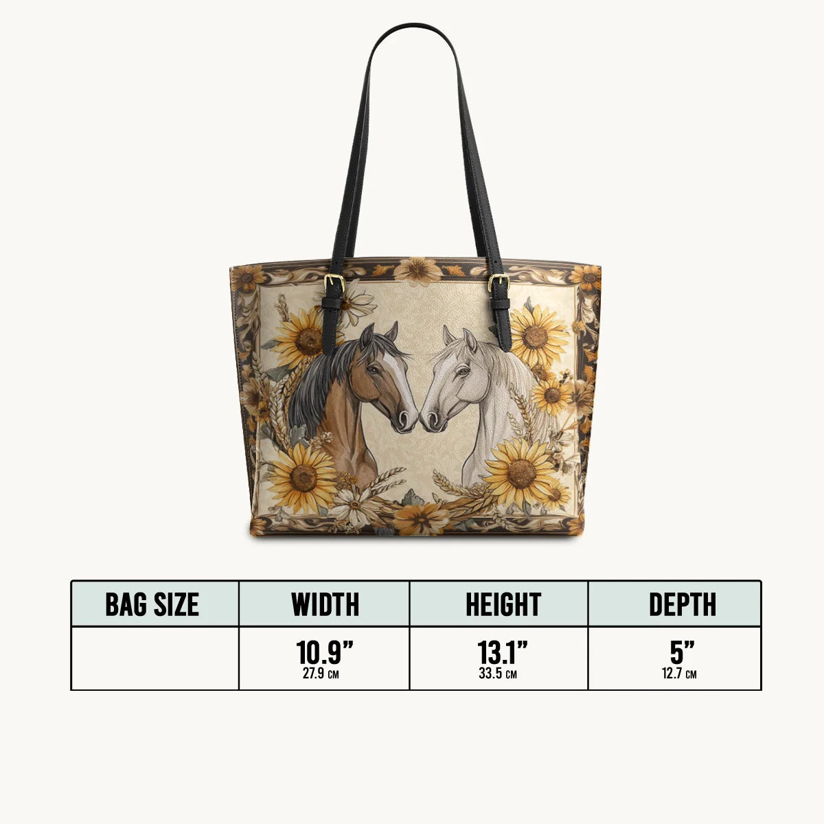 Golden Horse Harmony Leather Tote Bag