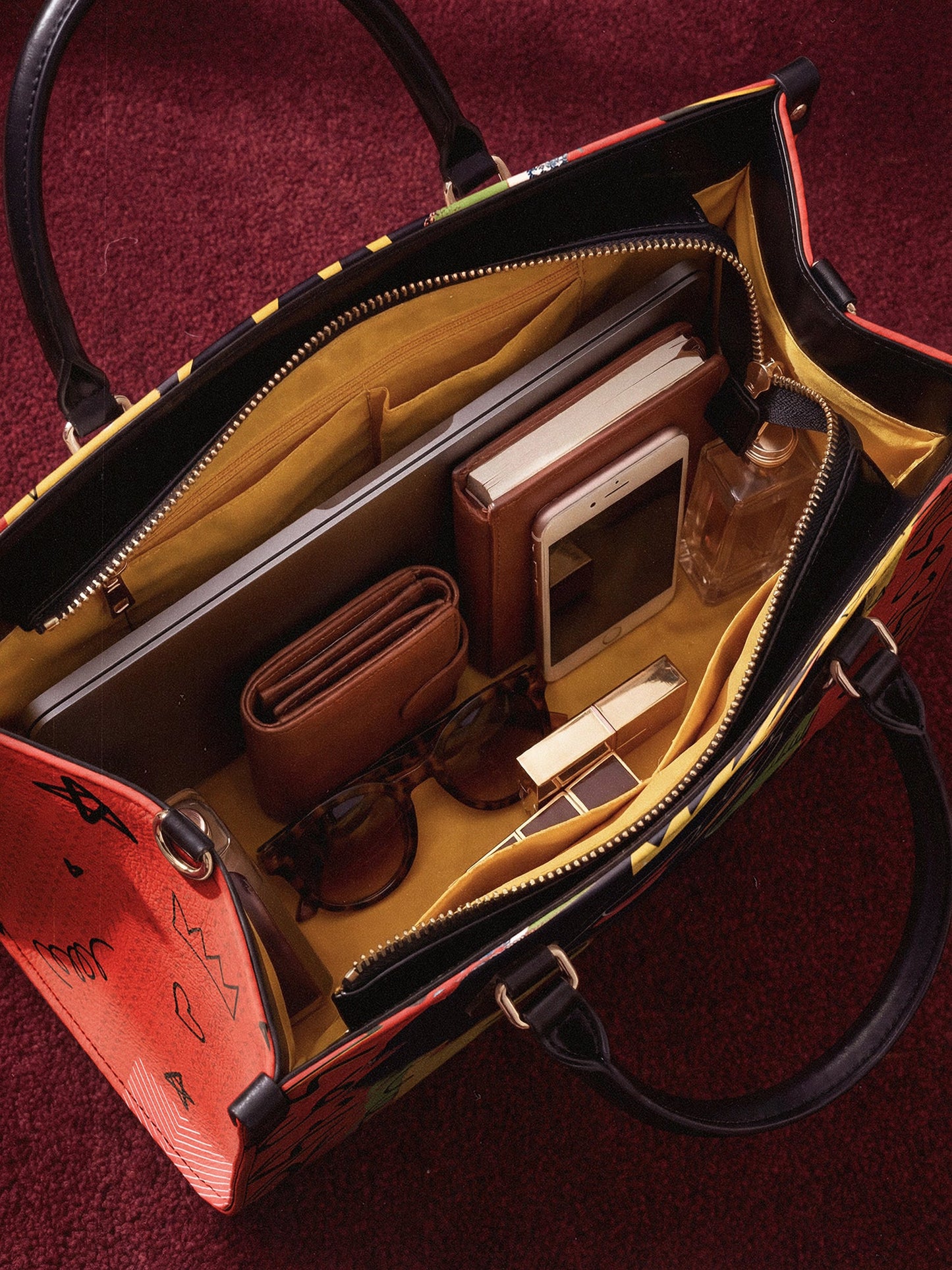 "Aina" Flame Red Leather Handbag