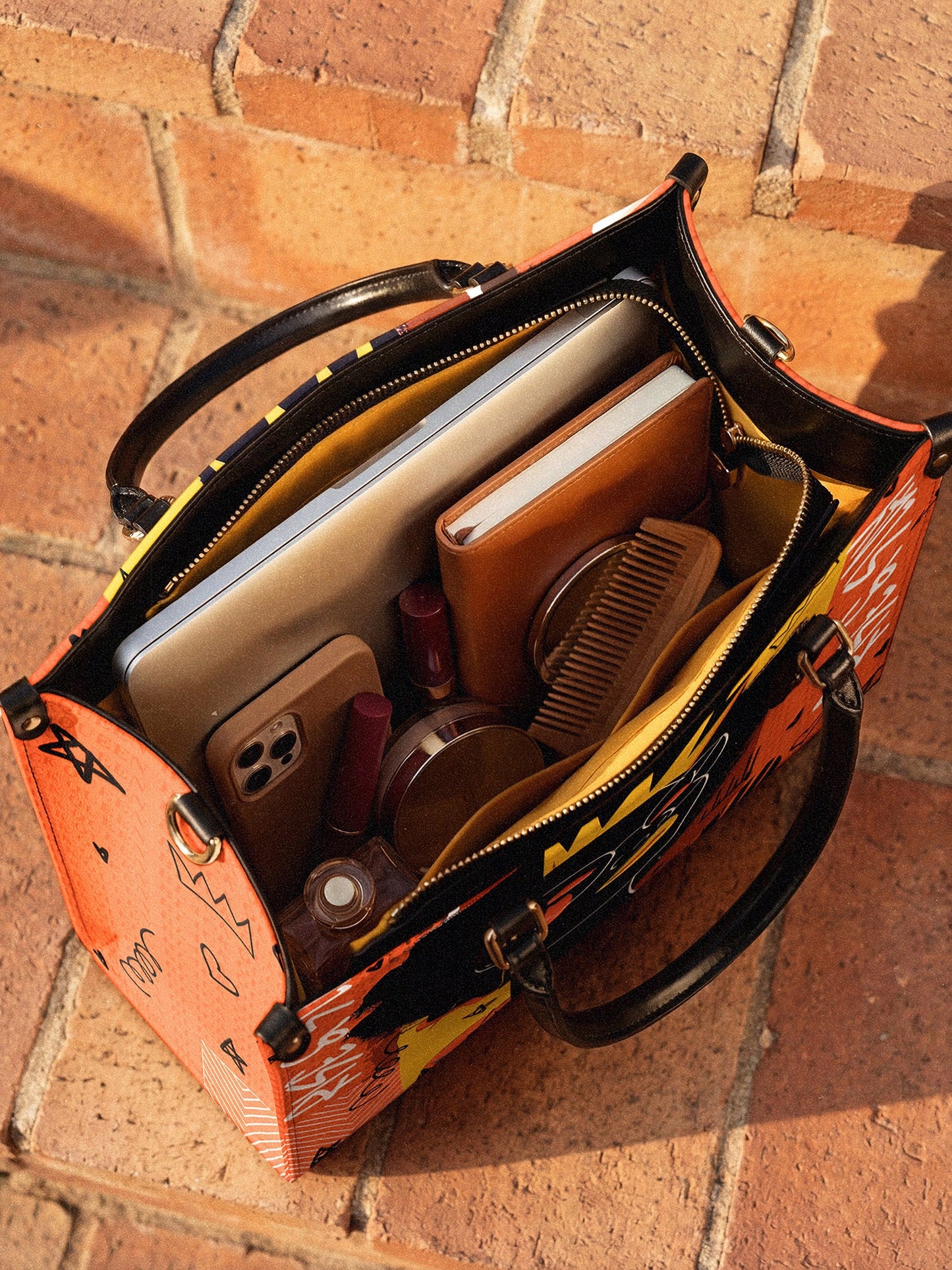 "Aina" Orange Sorbet Leather Handbag Deal