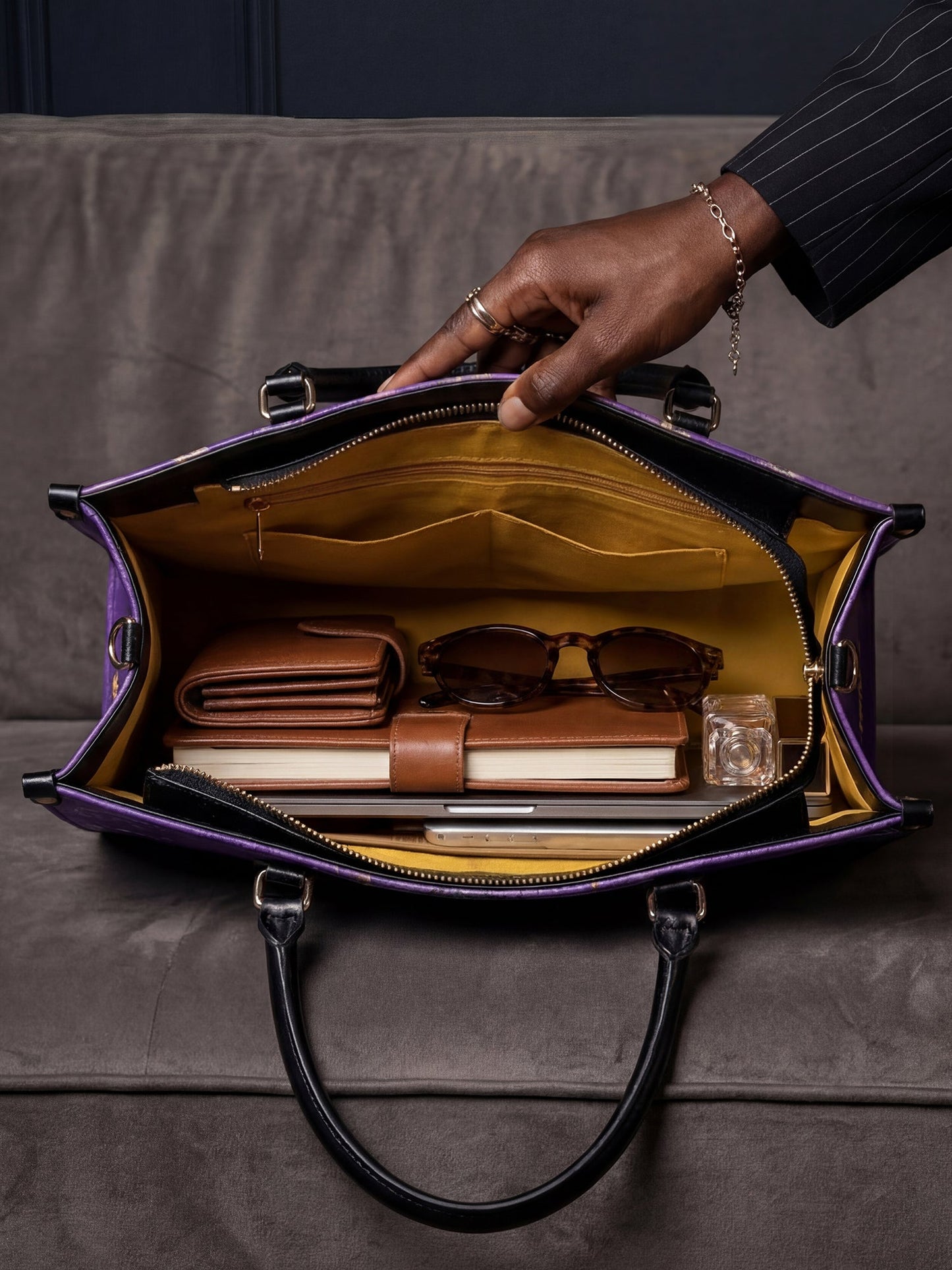"Sanaa" Purple Crayon Leather Handbag Deal