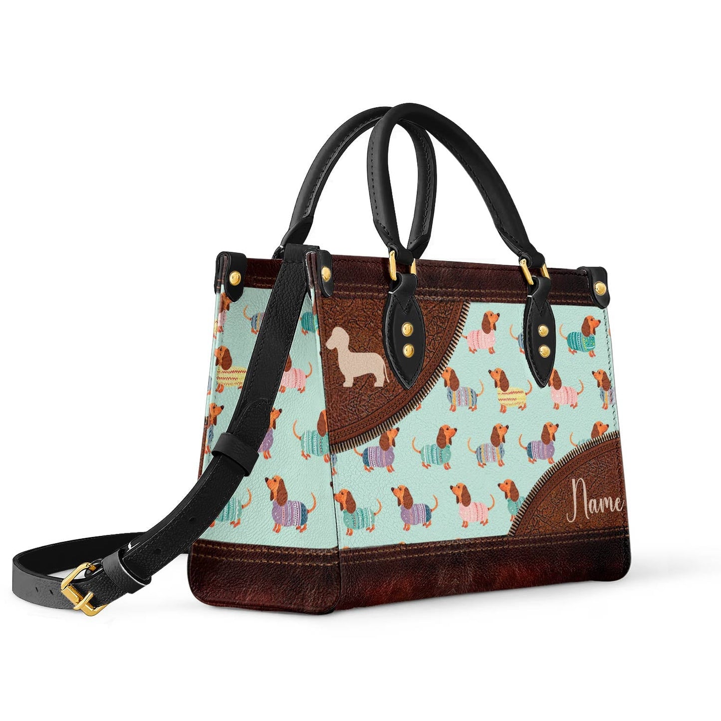 Leather Bag Dog Personalized Leather Bag Dachshund Mom