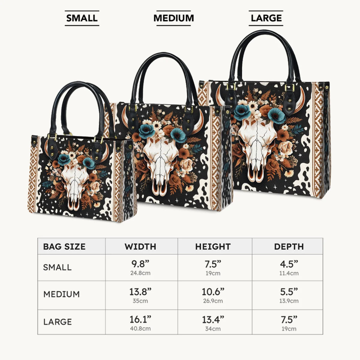 Floral Longhorn Spirit Leather Bag