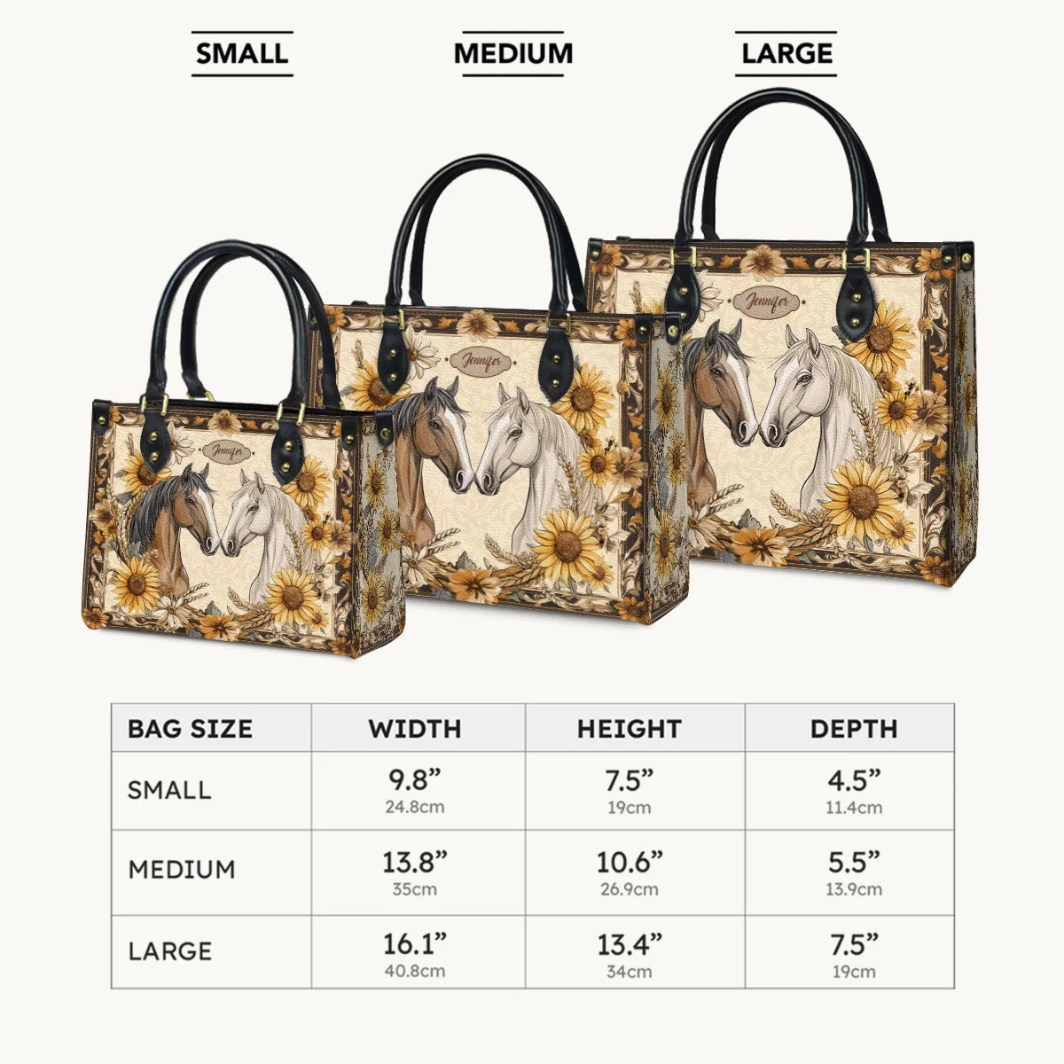 Personalized Golden Horse Harmony Leather Bag