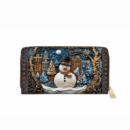  Leather Clutch Purse With Wristlet Strap Handle Frosty Night Cheer