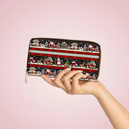  Leather Clutch Purse With Wristlet Strap Handle Santa?s Magical Christmas