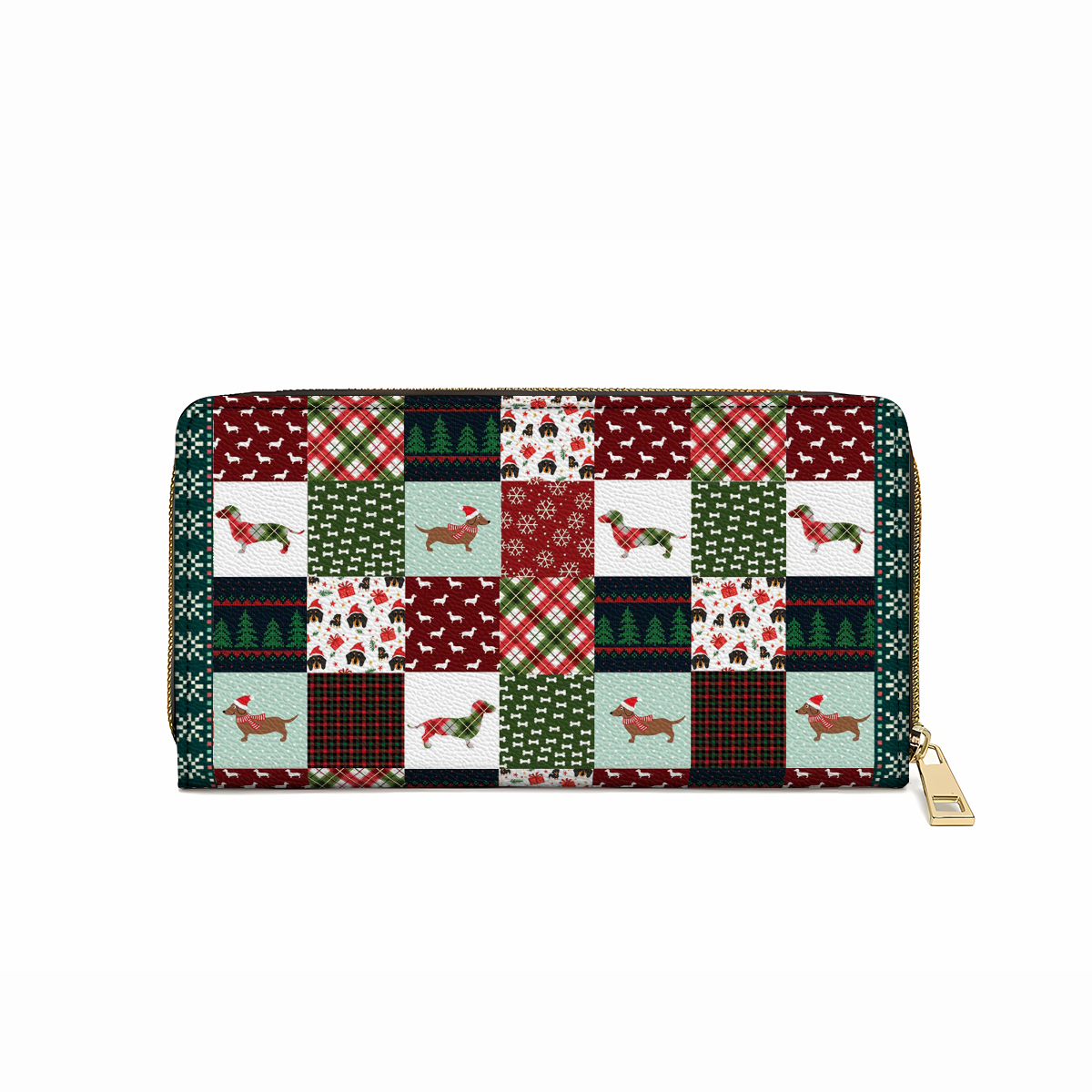  Leather Clutch Purse With Wristlet Strap Handle Dachshund Christmas