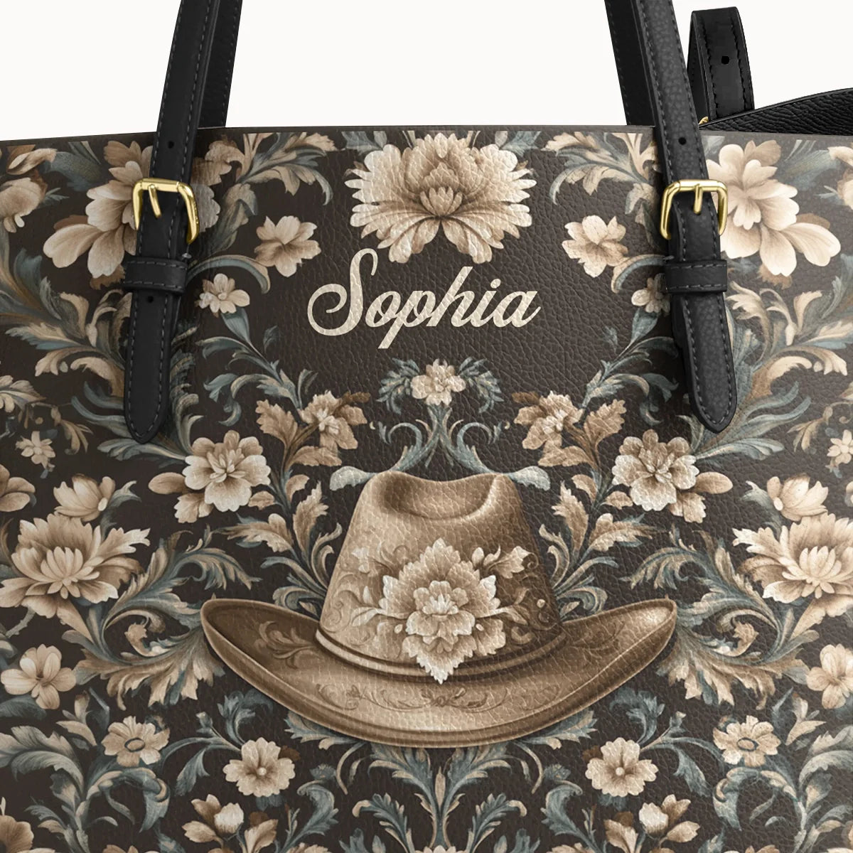  Personalized Cowgirl Grace Leather Tote Bag