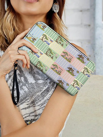  Leather Clutch Purse With Wristlet Strap Handle Winnie the Pooh Patchwork Dreams
