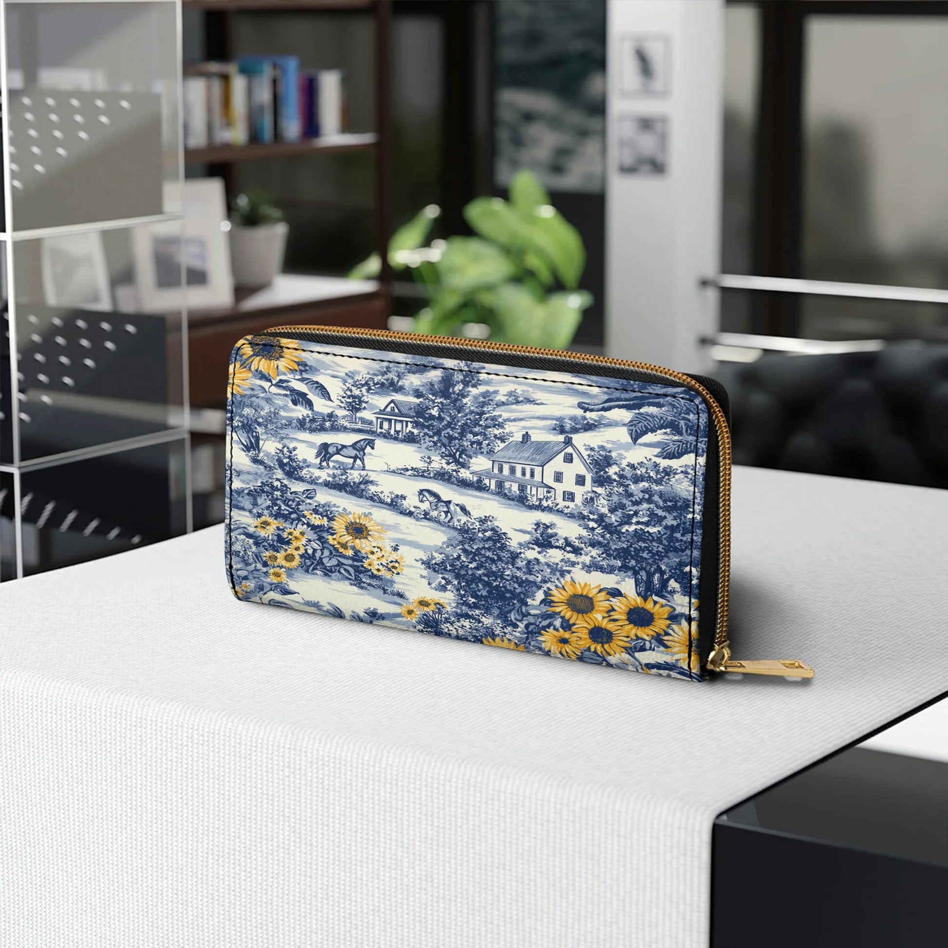  Leather Clutch Purse With Wristlet Strap Handle Texas Sunflower Heritage