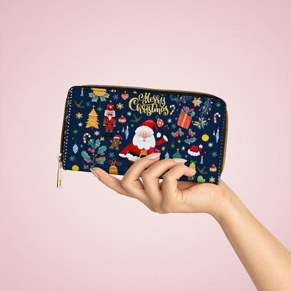  Leather Clutch Purse With Wristlet Strap Handle Christmas Festive Cheer