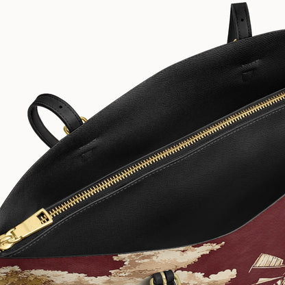  Rustic Bloom Leather Tote Bag