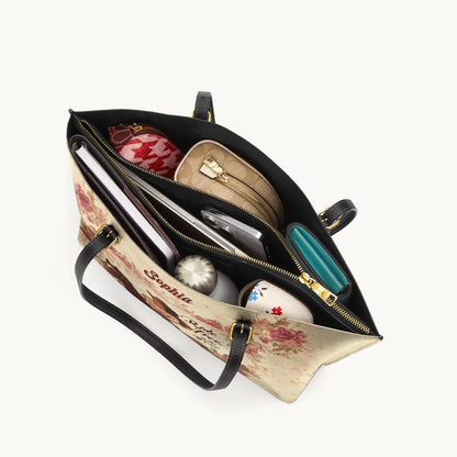  Personalized Wild Rose Rider Leather Tote Bag