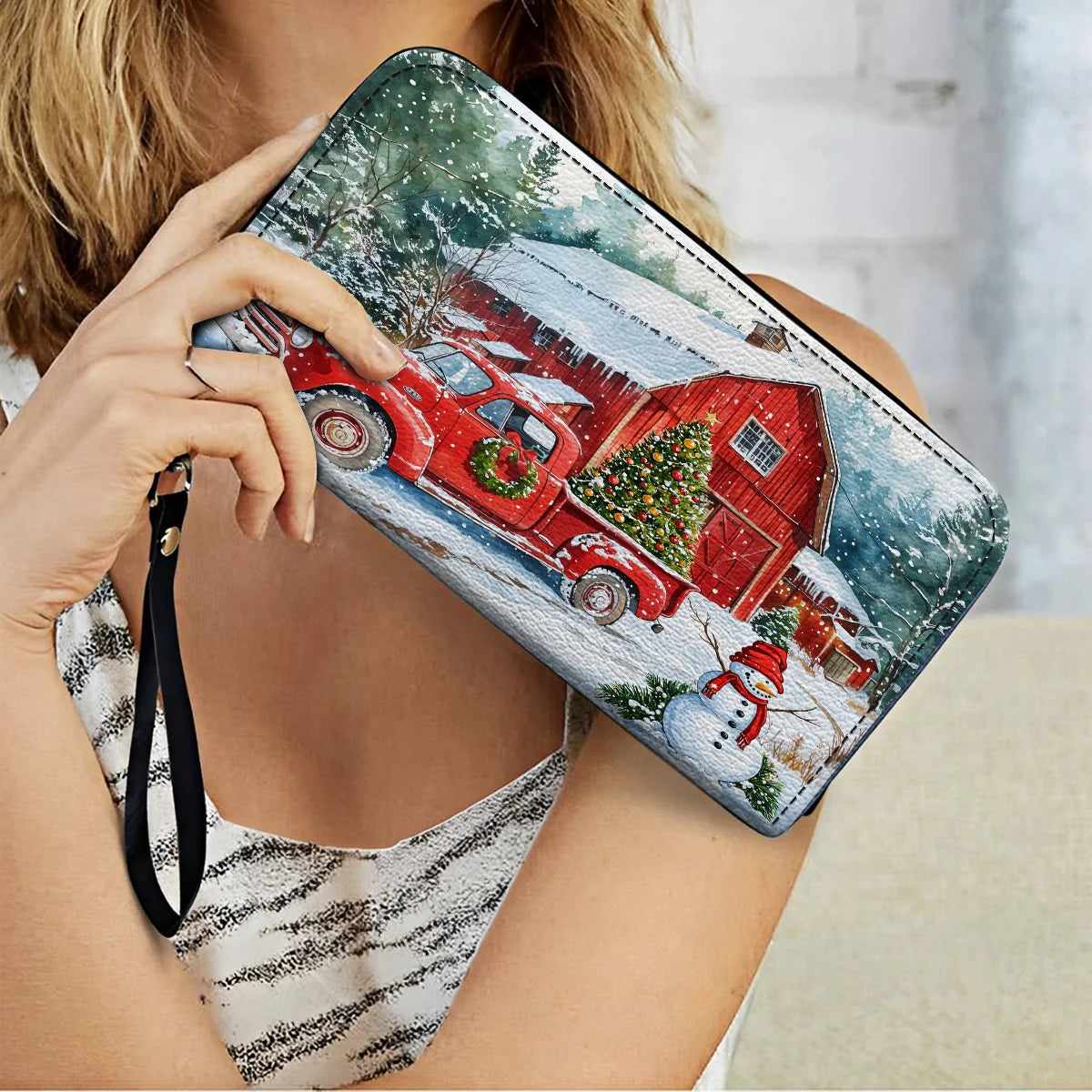  Leather Clutch Purse With Wristlet Strap Festive Farm