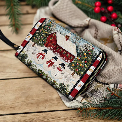  Leather Clutch Purse With Wristlet Strap Handle Country Christmas Charm