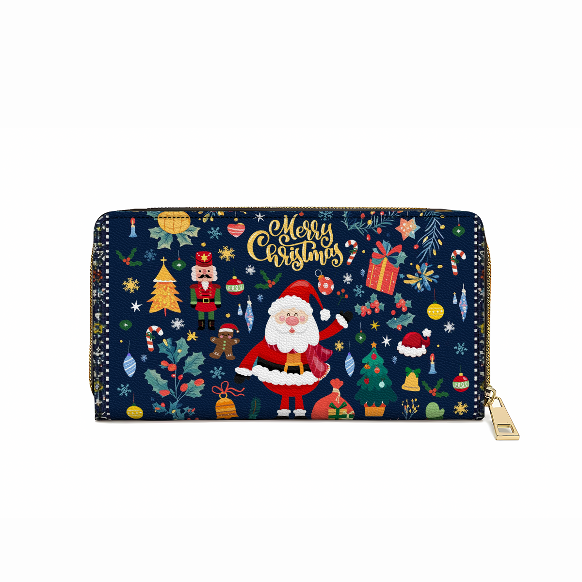  Leather Clutch Purse With Wristlet Strap Handle Christmas Festive Cheer
