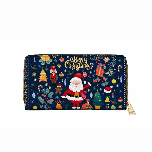  Leather Clutch Purse With Wristlet Strap Handle Christmas Festive Cheer