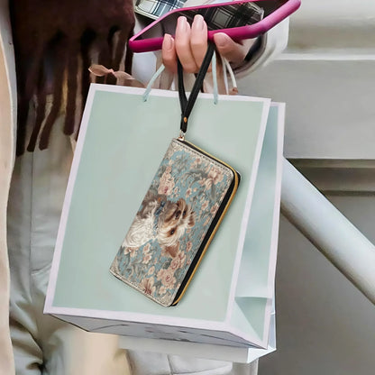  Leather Clutch Purse With Wristlet Strap Handle Yorkie Elegance