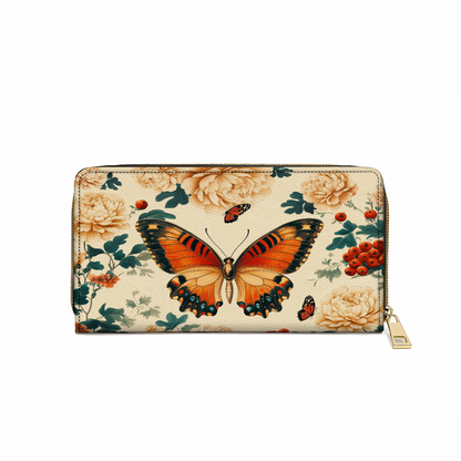  Leather Clutch Purse With Wristlet Strap Handle Enchanted Autumn Butterfly