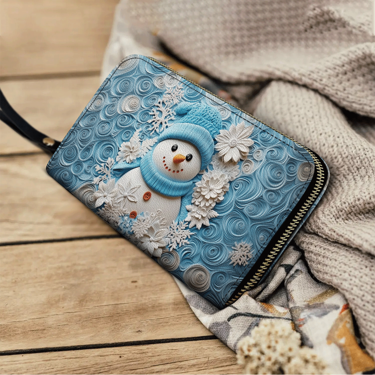 Leather Clutch Purse With Wristlet Strap Handle Winter Chic