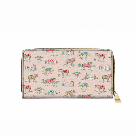  Leather Clutch Purse With Wristlet Strap Handle Horse Racing