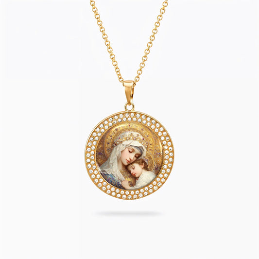  Necklace Madonna & Child Medallion