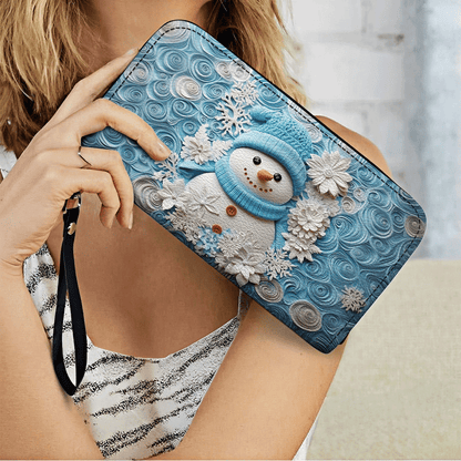  Leather Clutch Purse With Wristlet Strap Handle Winter Chic