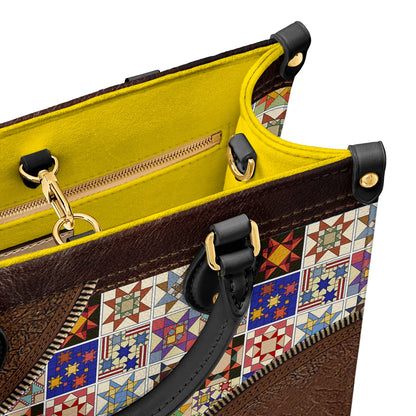  Leather Bag Personalized Colorful Quilt Blocks