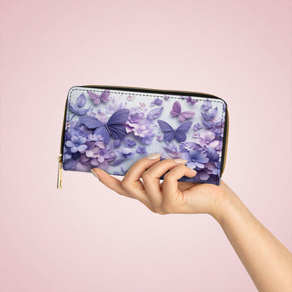  Leather Clutch Purse With Wristlet Strap Handle Wings Over Blooms