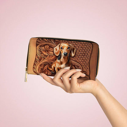  Leather Clutch Purse With Wristlet Strap Handle Dapper Doxie