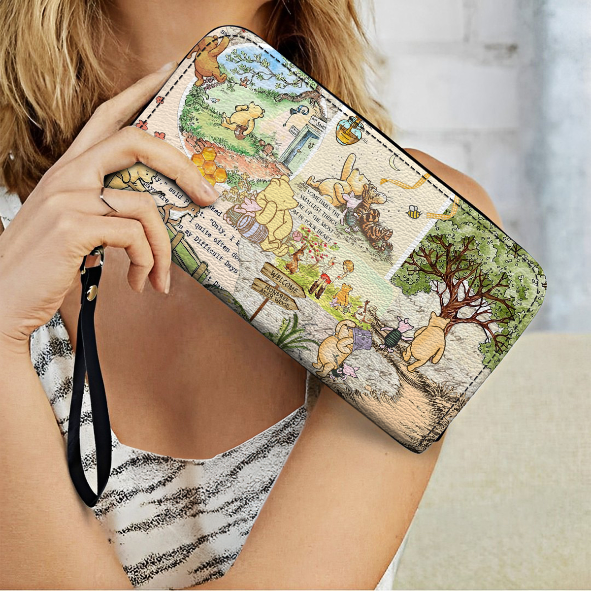  Leather Clutch Purse With Wristlet Strap Handle Forest Dreams