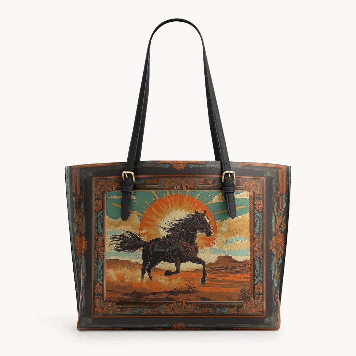  Desert Storm Horse Leather Tote Bag