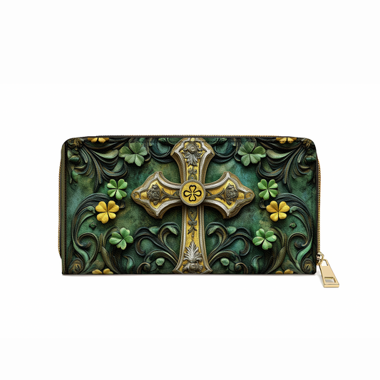  Leather Clutch Purse With Wristlet Strap Handle Celtic Grace