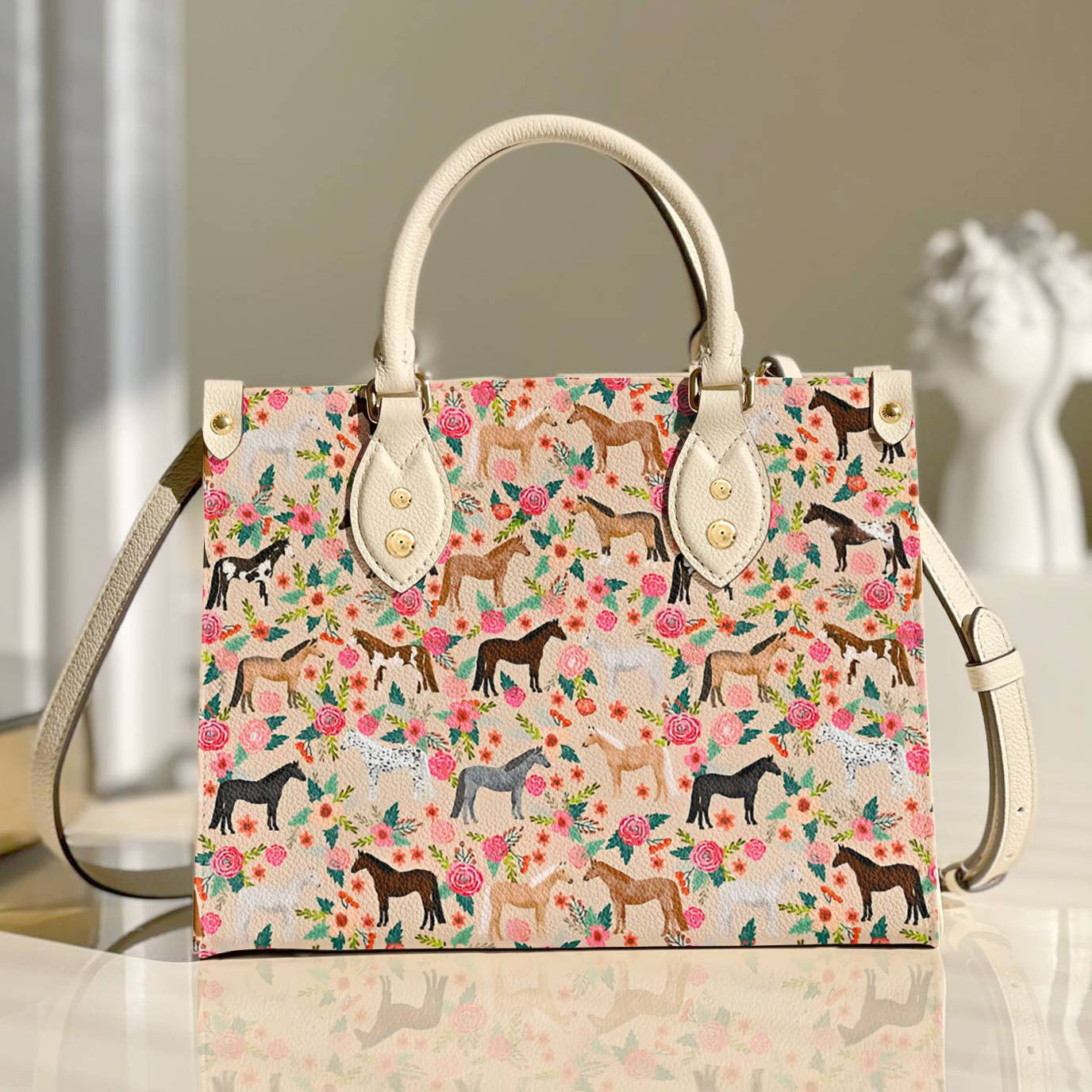  Leather Bag Horse Leather Bag Floral Horses