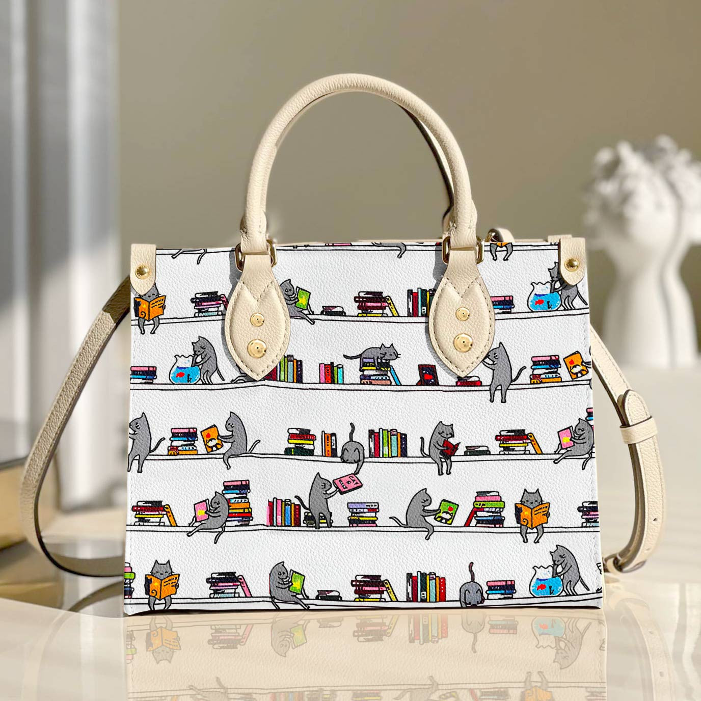  Leather Bag Cat Leather Bag Cat With Books