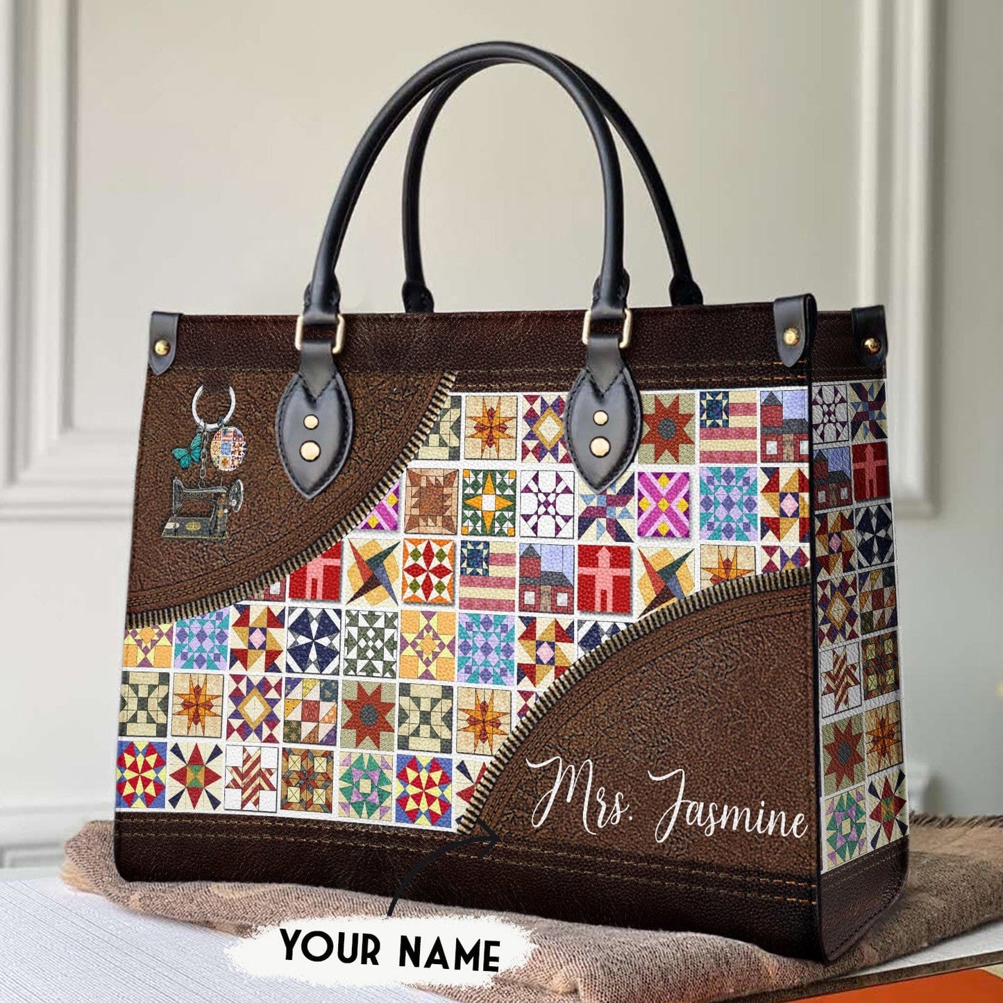  Leather Bag Personalize Quilt Blocks