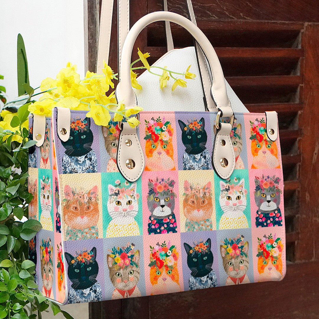  Leather Bag Cat Leather Bag Floral Cat