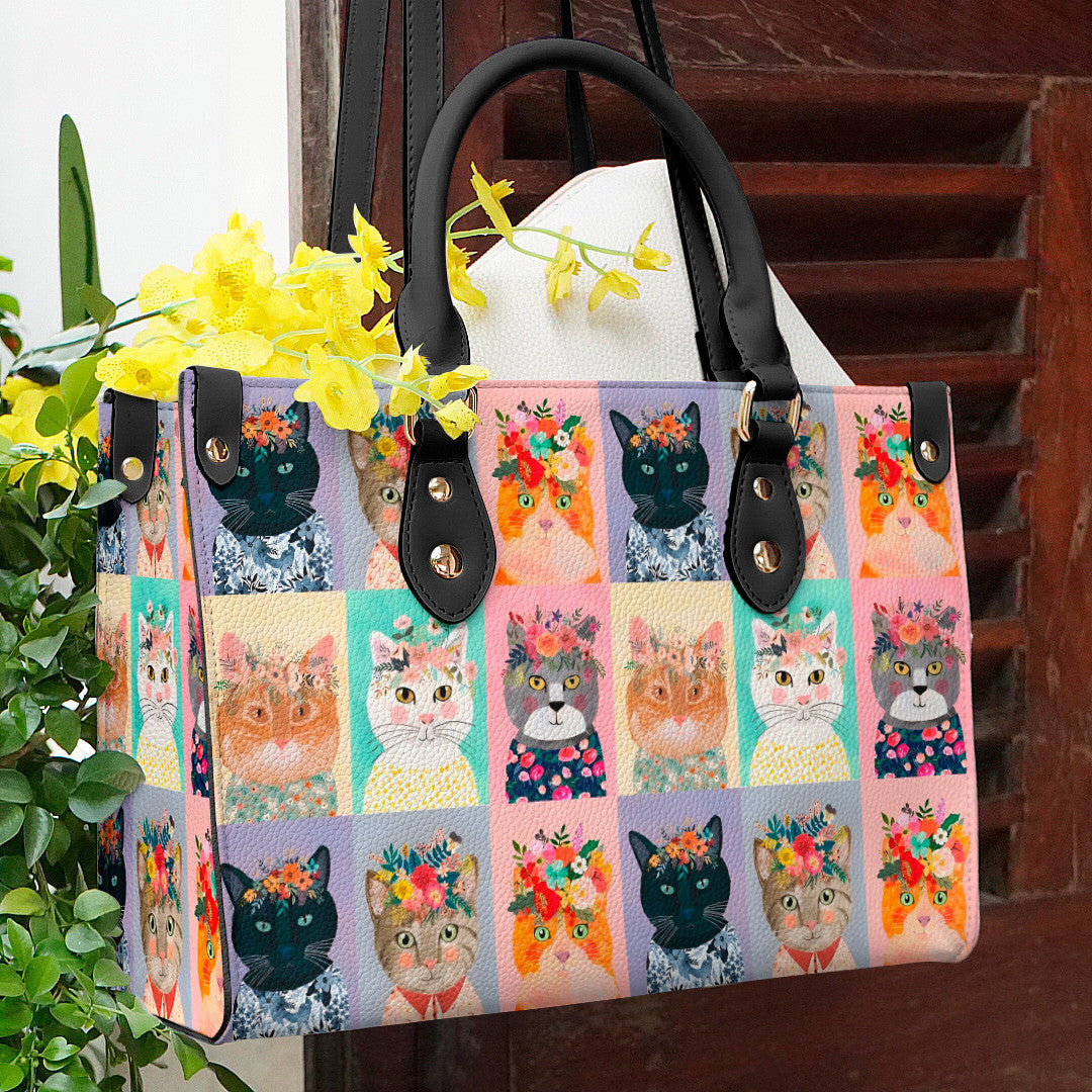  Leather Bag Cat Leather Bag Floral Cat