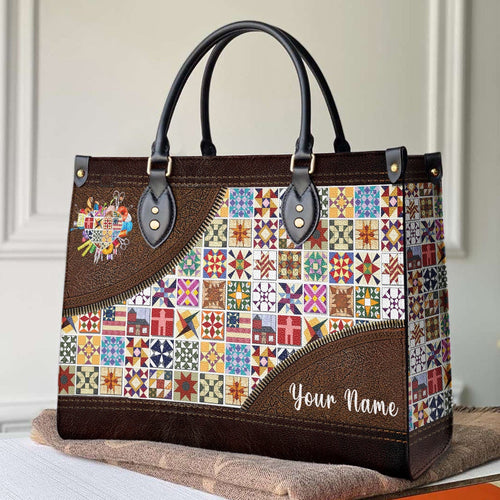  Leather Bag Traditional Quilting Blocks Personalized