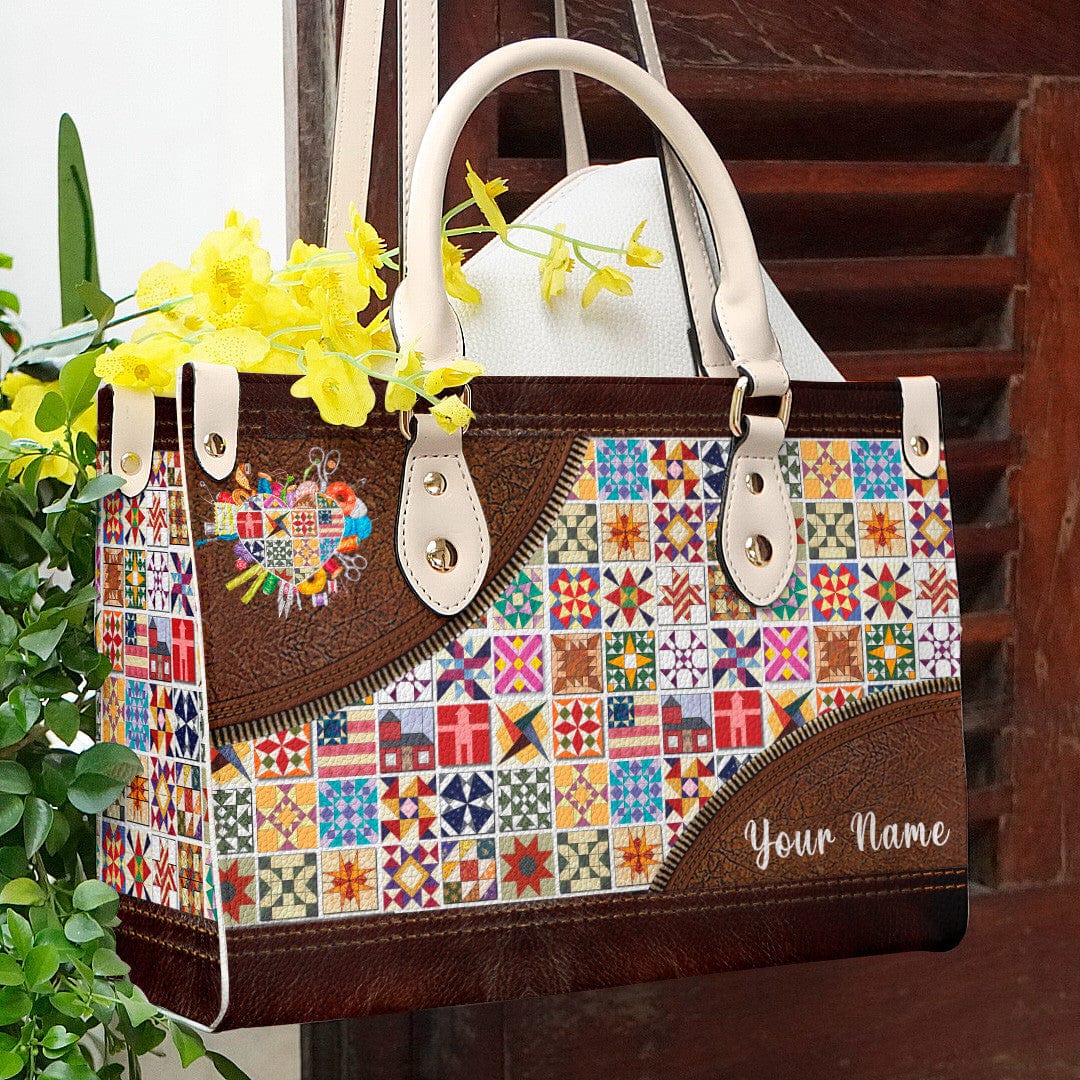  Leather Bag Traditional Quilting Blocks Personalized