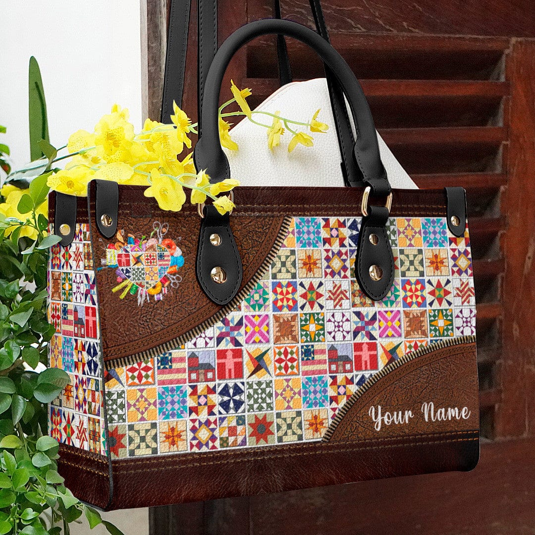  Leather Bag Traditional Quilting Blocks Personalized