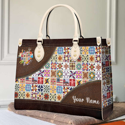  Leather Bag Traditional Quilting Blocks Personalized
