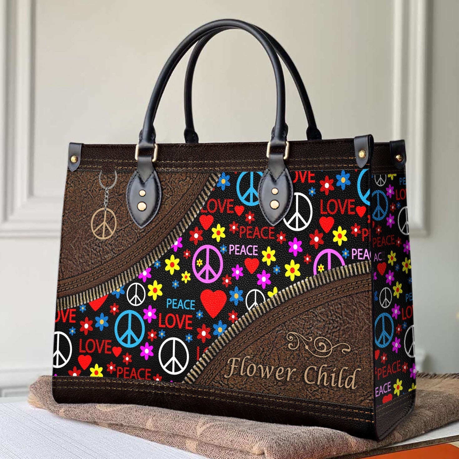  Leather Bag Hippie Leather Bag Peace and Love