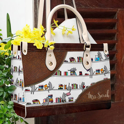  Leather Bag Cat Personalized Leather Bag Cat With Books Ver2