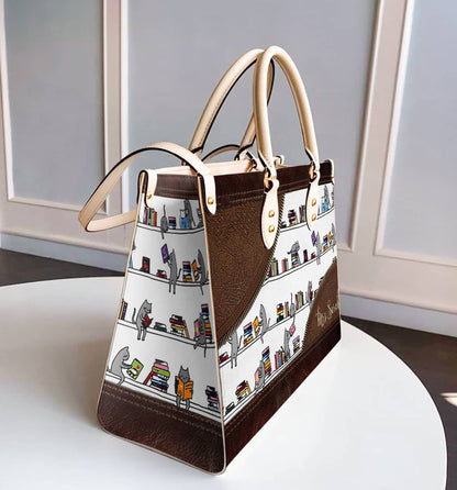  Leather Bag Cat Personalized Leather Bag Cat With Books Ver2