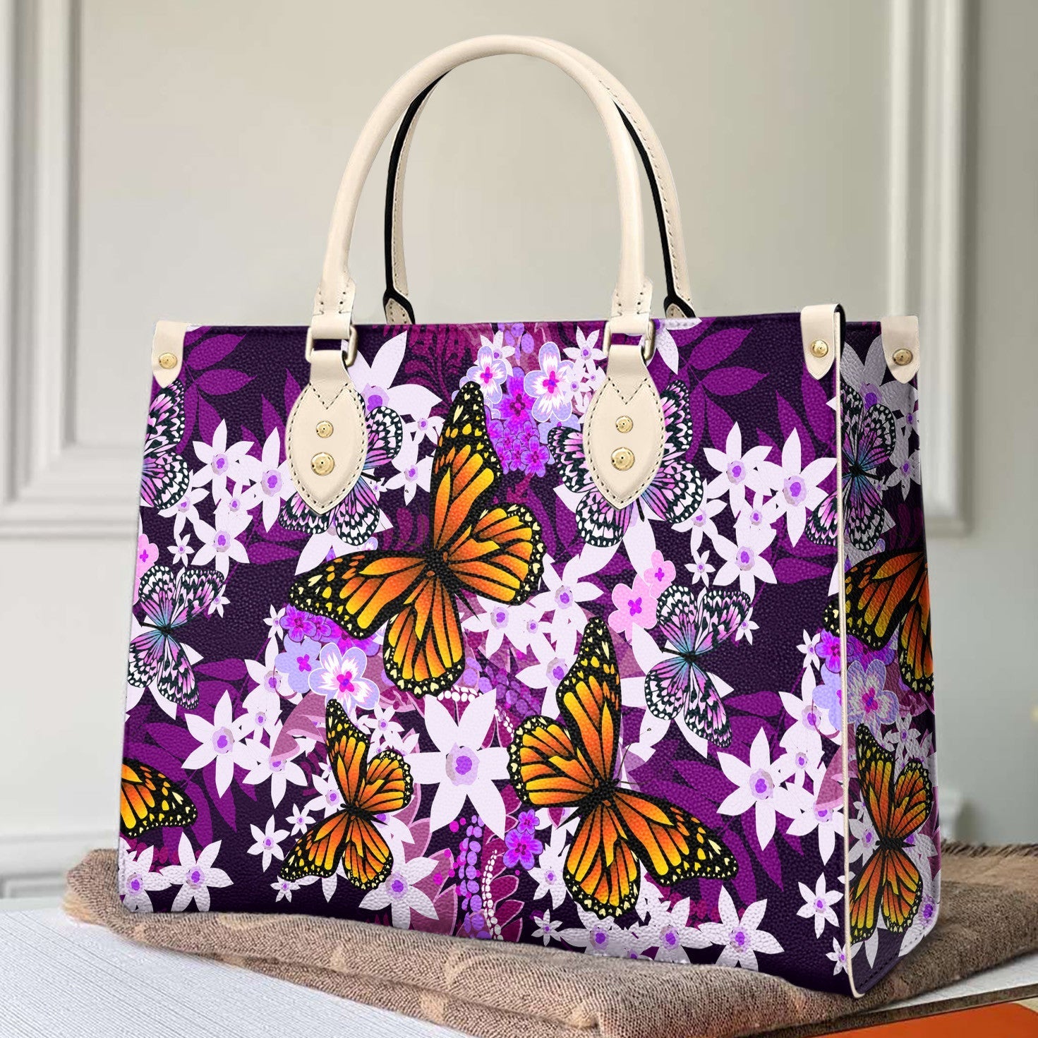  Leather Bag Butterfly Leather Bag Monarch and Milkweed