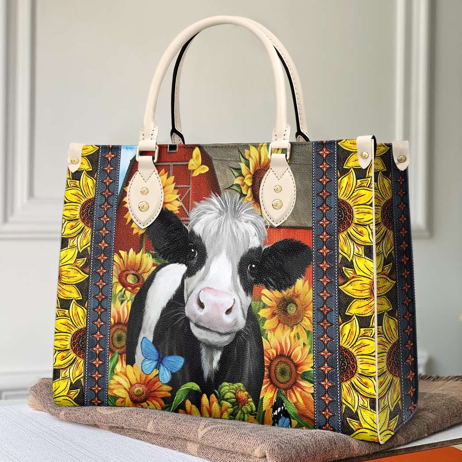  Leather Bag Cow Leather Bag Sunflower Dairy Cattle