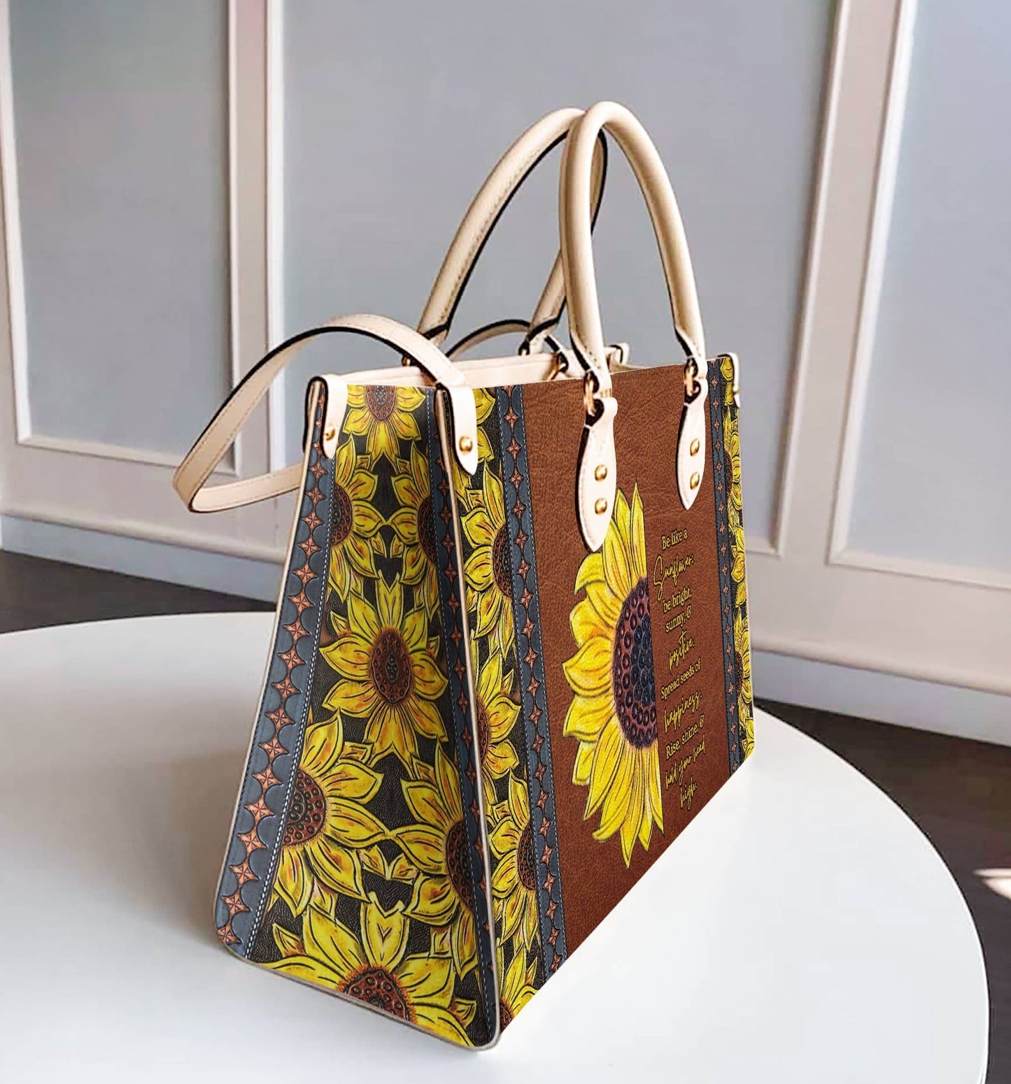  Leather Bag Flower Personalized Leather Bag Be Like A Sunflower Ver2